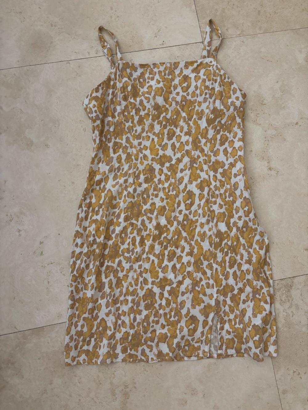 Mustard Yellow & White Leopard Print Maxi Skirt
